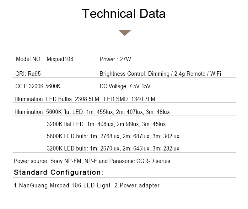 NanGuang video light Mixpad106 4 in 1 video shooting led light SMD soft LED video light for short/long distance shooting