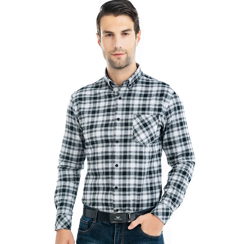 

Men Fashion High Quality Long Sleeve Checked Casual Plaid Wholesale Factory Flannel Shirt, Custom color