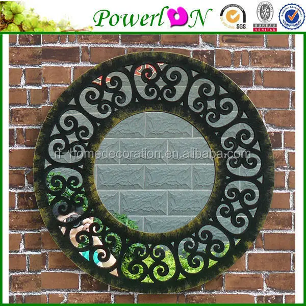
Wholesale Antique Wrought Iron Frame Carved Round Mirror For Home Garden Patio 