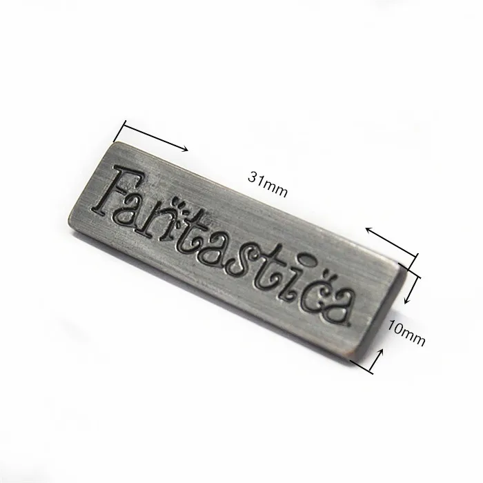 

Clothing accessoires custom brand engraved sewing metal logo labels tag for swimwear, Customized