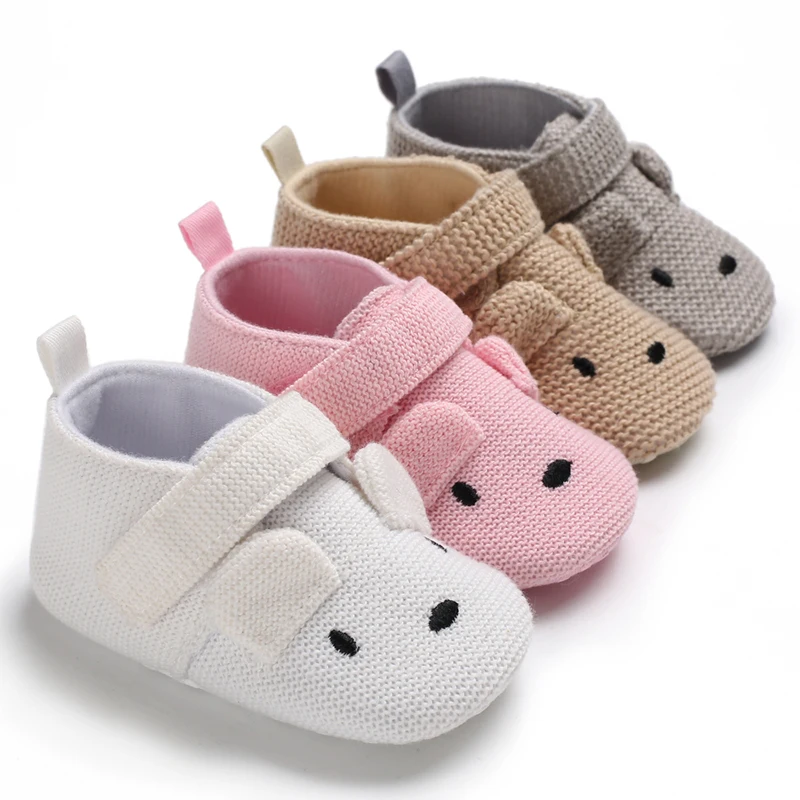 

Cute 2019 Cotton fabric Animal mice 0-2 years prewalker infant shoes, Grey, brown, white,pink