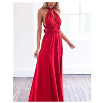 

Sexy Women Multiway Wrap Convertible Boho Maxi Club Red Dress Bandage Long Dress Party Bridesmaids Infinity Robe Longue Femme, As the pictures shown