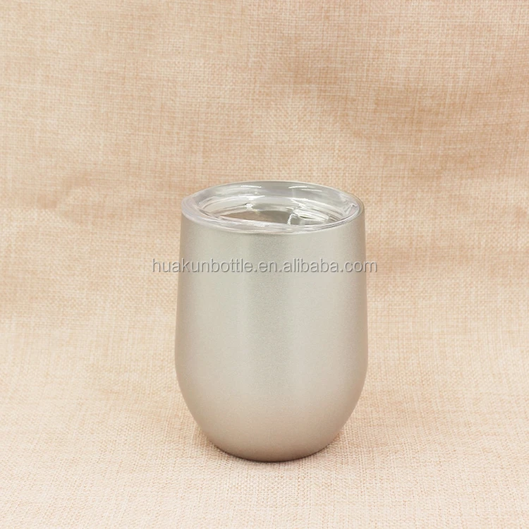 

Hot Selling 12oz Stainless Steel Wine Cup Egg Shaped Mug Cup Beer Wine Coffee Glass Drinkware Mugs With Lid, Customized