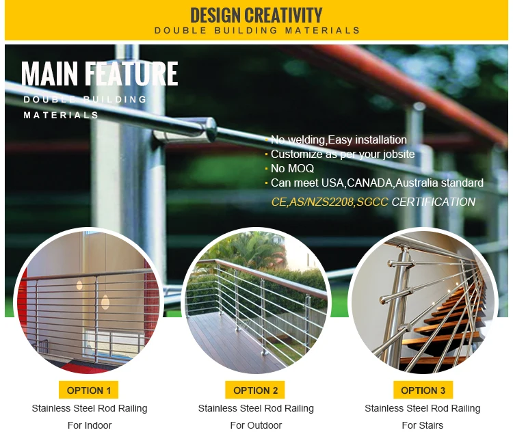 Outdoor Railing Stainless Steel Solid Rod Balcony Balustrade
