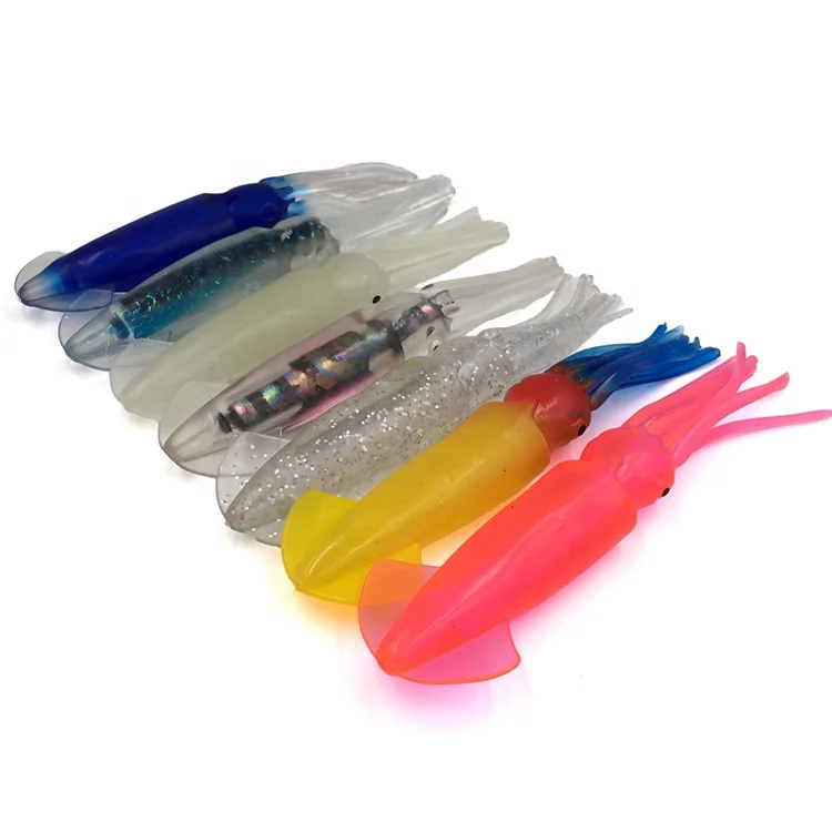 

18cm Soft Plastic squid fishing lure PVC Squid Shape Saltwater Tuna Fishing Lure Squid Bait fishing tackle, Any color