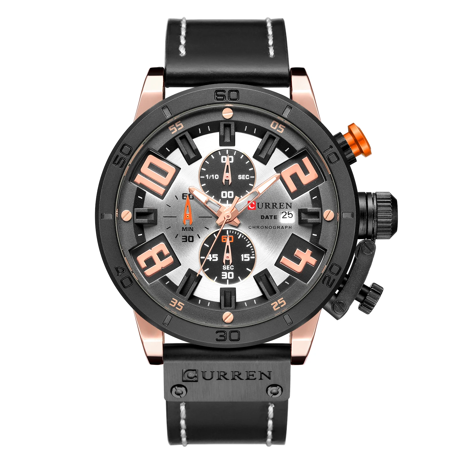 

Curren 8312 Men's Wristwatch 6 Hands Leather Band Waterproof Calendar Quartz Watch, As pictures
