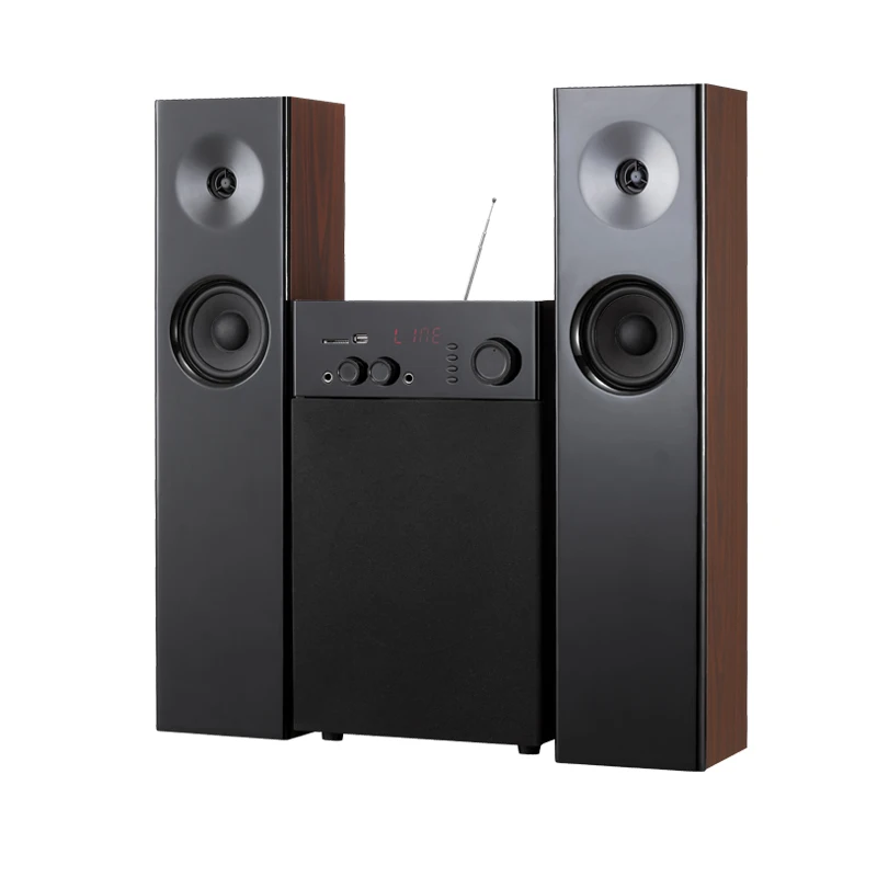 

2.1 Wooden Tower Multimedia Home Theater System for DVD Player with FM/SD/USB/MMC Bluetooth Input Speakers, Black