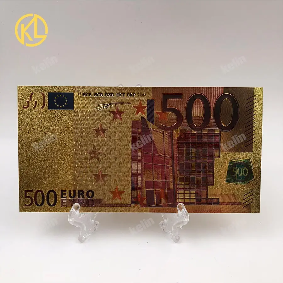 

24K gold Foil Euro 500 Banknote money for New year gifts money WITH PLASTIC STAND