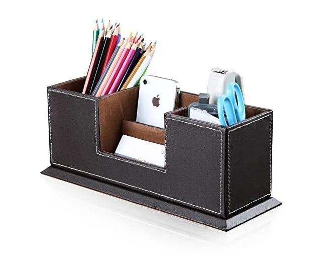 Free Sample Faux Leather Desk Organizer Office Desk Organizer