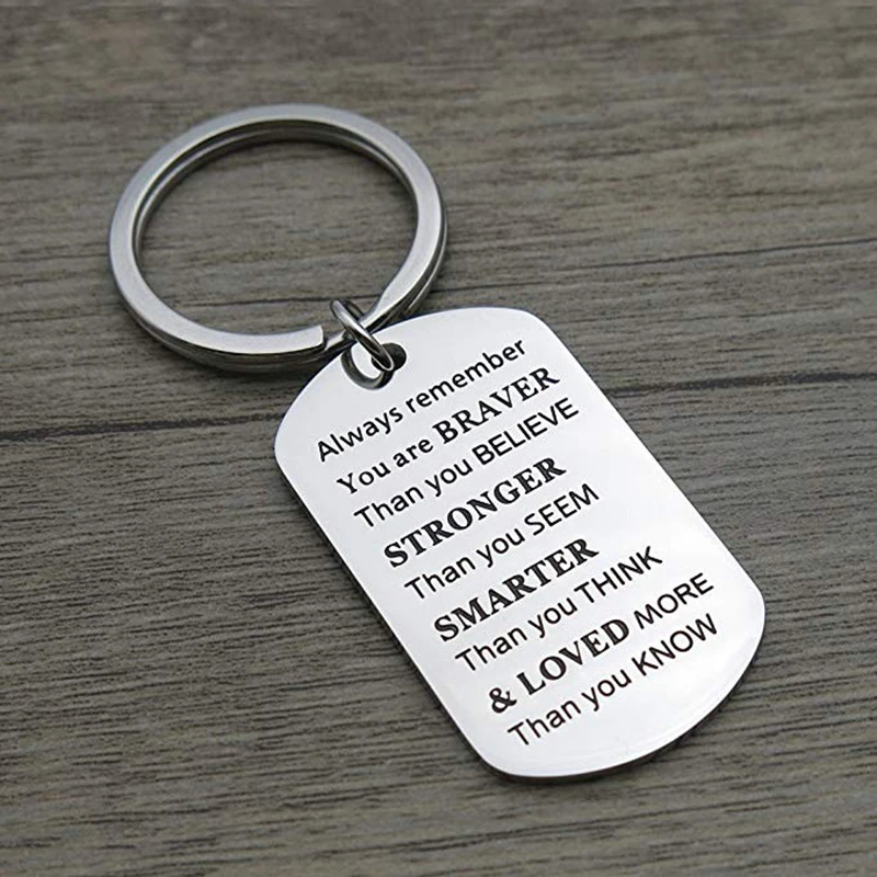 Inspirational Quote Keychain Key Ring Jewelry Stainless Steel Double ...