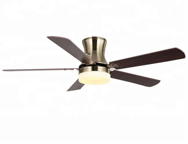 52 inch 5 blade wood blade fan low profile brushed nickel ceiling fan light remote control