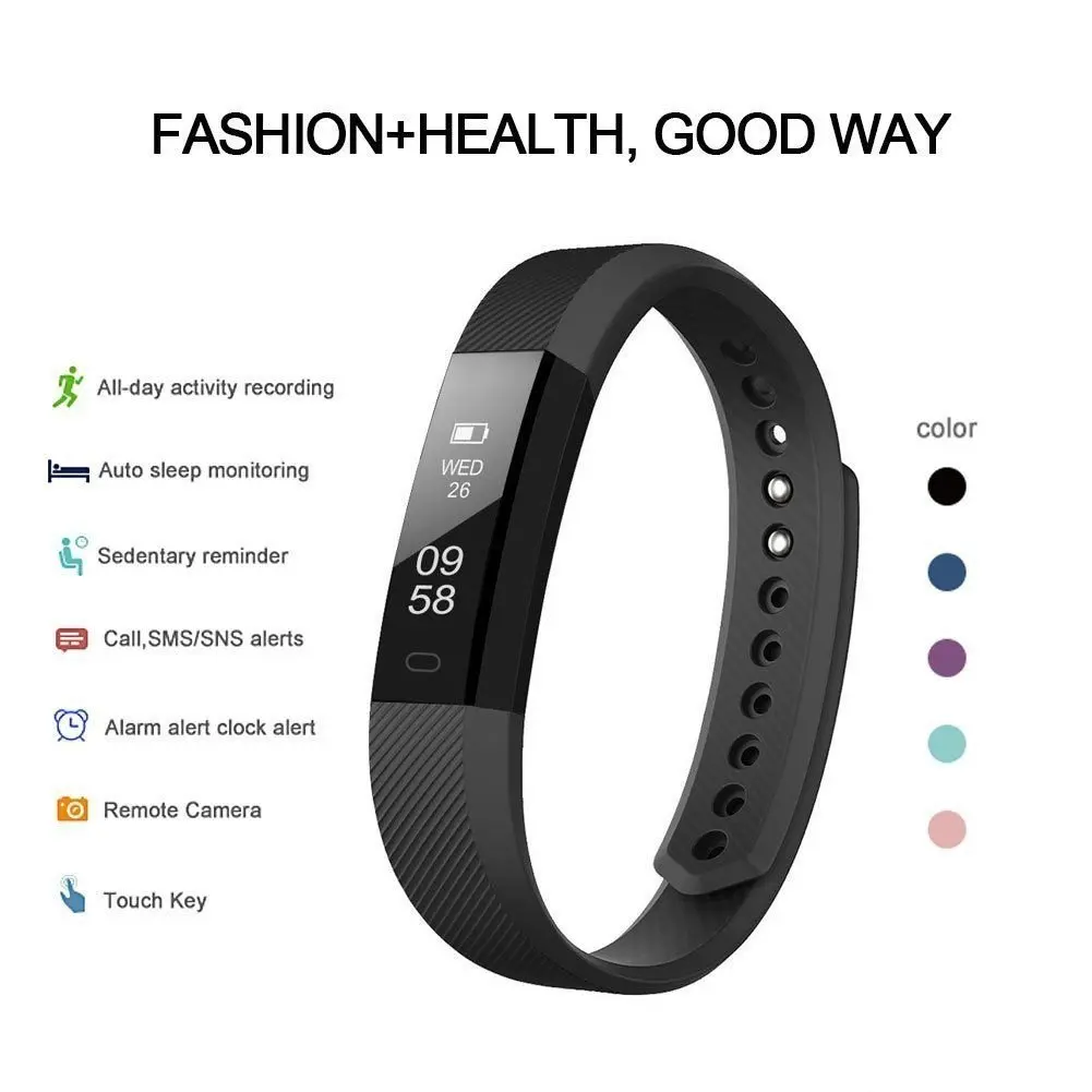 Fitness Tracker Step Counter With Wristband Id115 Smart Bracelet Manual