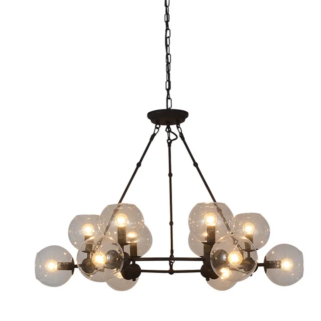 High Quality Fashion Hand Blown northern europe and Glass Ball Lighting Bedroom Pendant Lights Chandelier