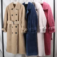 

Women Oversize Teddy Jacket Coat Plus SizeThick Double-breasted Button 100% Real Lamb Sheep Long Teddy Coat