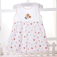 

Summer Kids Girl Sleeveless Dress Baby Girl Sleeveless Cotton Floral Skirts Printed Flower Princess Dress Outfits Random Color