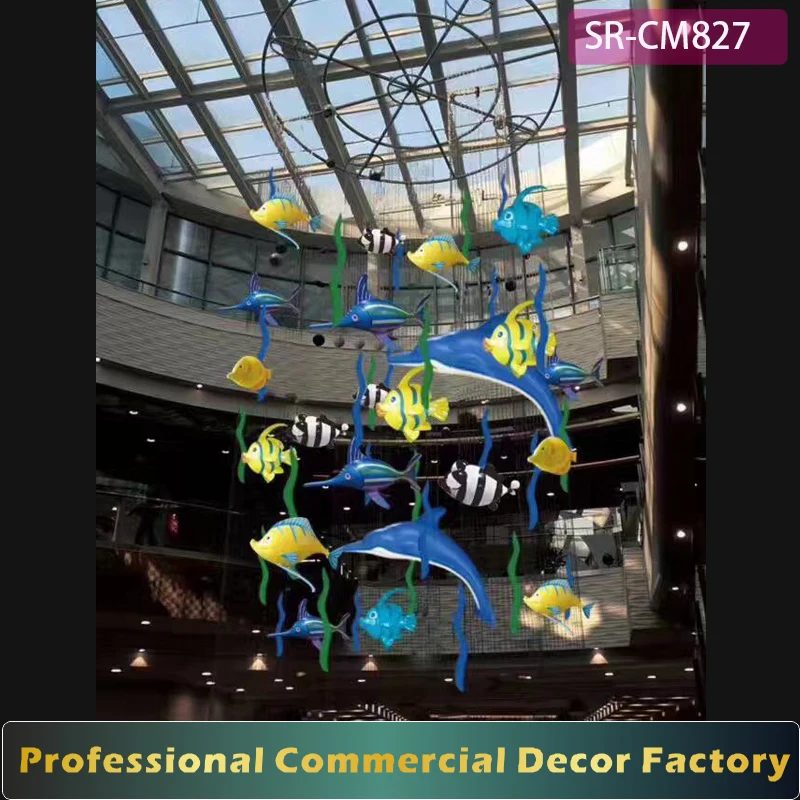 Custom Ocean Theme Dolphin Tropical Fish Shopping Mall Atrium Spring