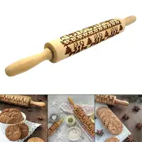 

Wholesale Wooden Rolling Pin Christmas Wooden Embossing Rolling Pin With Christmas Symbols