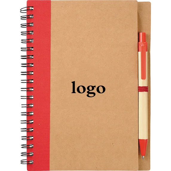 Oempromo custom printed hardcover a4 spiral notebook with pen