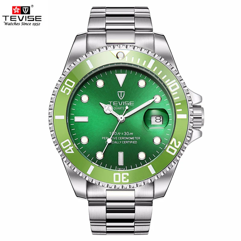 

Original Brand Mens Fashion Business Wrist Watches Calendar Waterproof Full Stainless Steel Quartz Luxury TEVISE 801 Men Watches