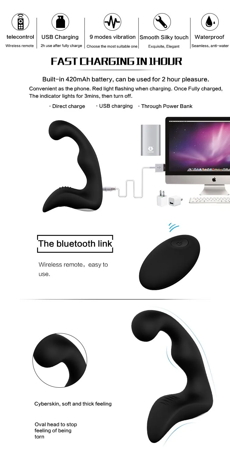 S-HANDE Wireless Remote Control Pussy Men Anal Plug Dubai Male Sex Toys Prostate Massager_voghion.com