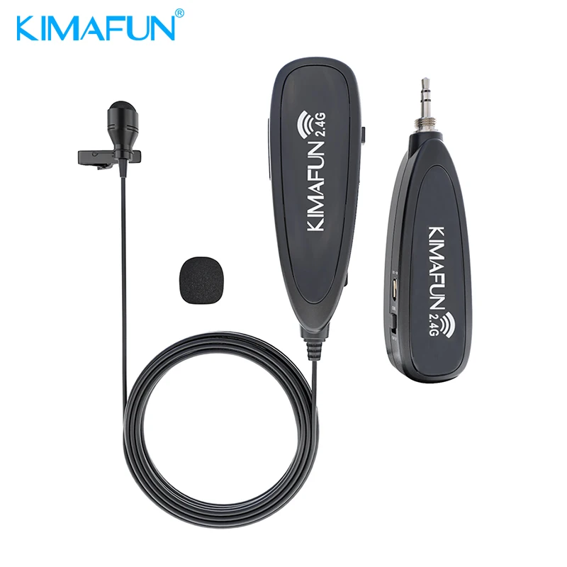 

KIMAFUN KM-G130-1 2.4G Wireless Lapel Microphone System for iPhone Recording Lavalier Microphone for Computer, Black