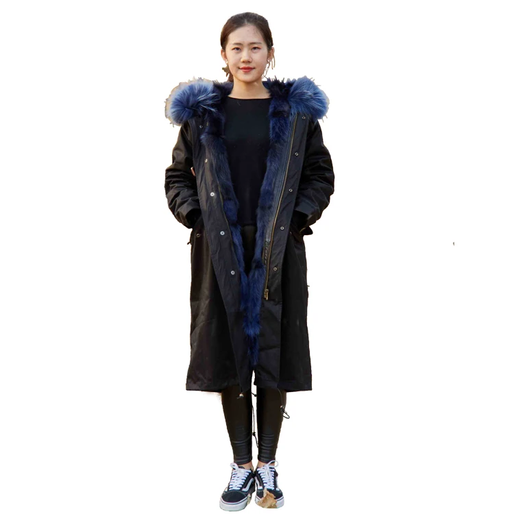 

2018 fashion new high quality real fox fur women long parka coat