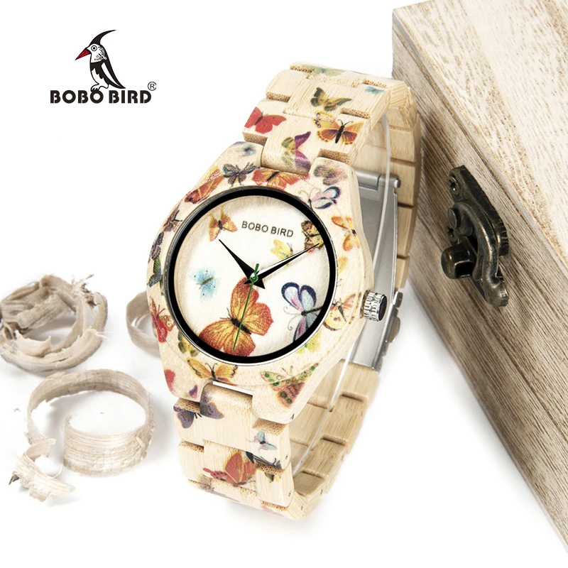 Bobo Bird Ladies Unique Fashion Quartz Watch Bamboo Wood Watches With Uv Butterfly Buy Watches Quartz Watch Unique Watch Product On Alibaba Com