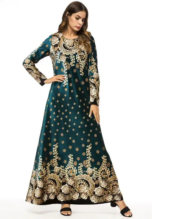

muslim printing women kaftan with embroidery wholesale