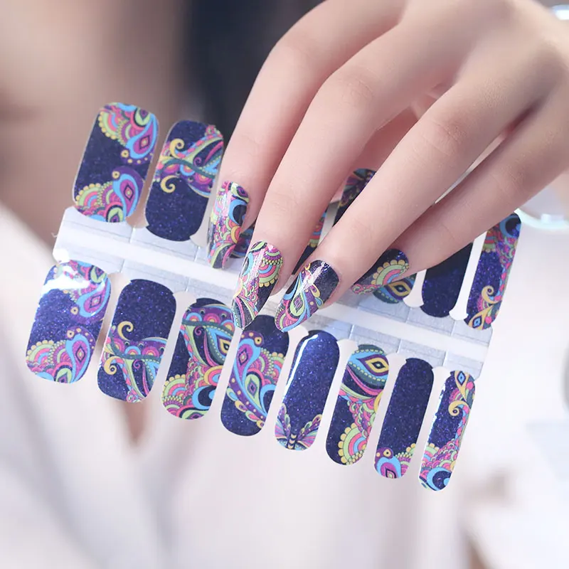 

Wholesale Price Manicure Factory Custom Designs Nail Wraps DIY Nail Art Glitter Stickers, Colorful