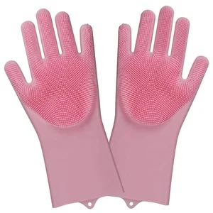 Image of Upgraded Heat Resistant Sponge Reusable Washing Kitchen Dish Silicone Gloves