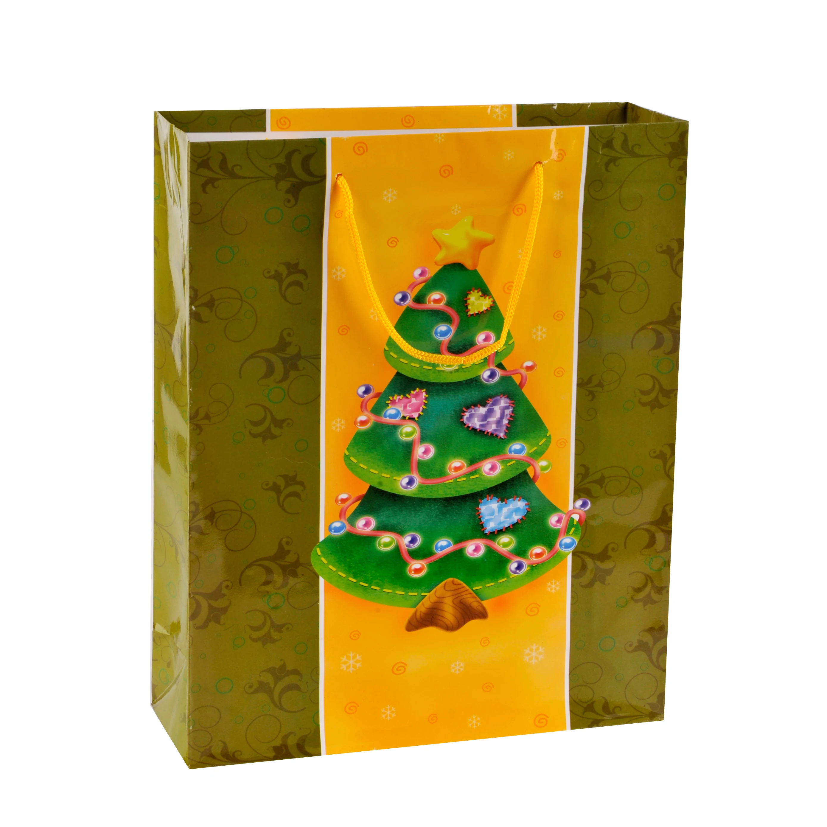 Heavy-duty Snowman Print Christmas Full Color Gift Paper Bag With Rope Handles