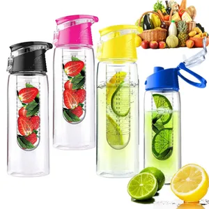 Image of Hot Selling 2019 plastic fruit infuser drink water bottle wholesale with custom logo flip top lid for gym outdoor bpa free