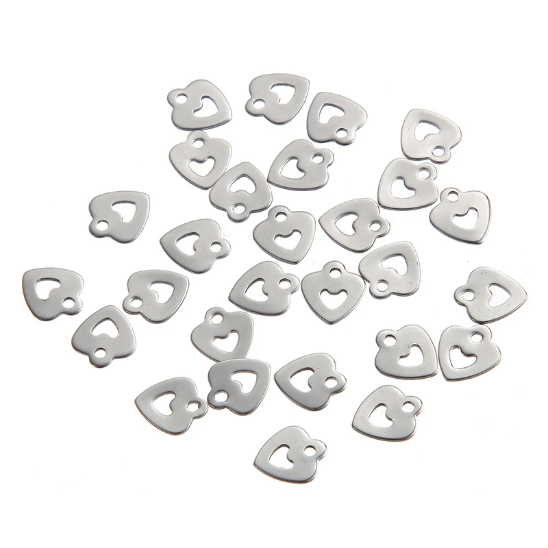 

Wholesale Stainless Steel Blank Heart Personalized custom Necklace Pendant Charms For DIY Jewelry Making, Steel color