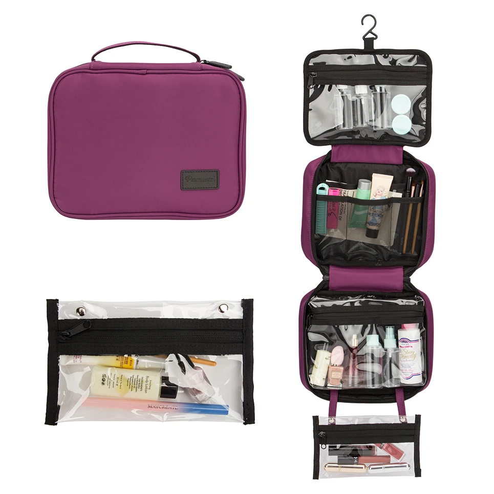 

Large Wholesale Waterproof Unisex Cosmetic Hanging Toiletry Traveling Kit Bag Organizer/, Purple and gray, customized color is available