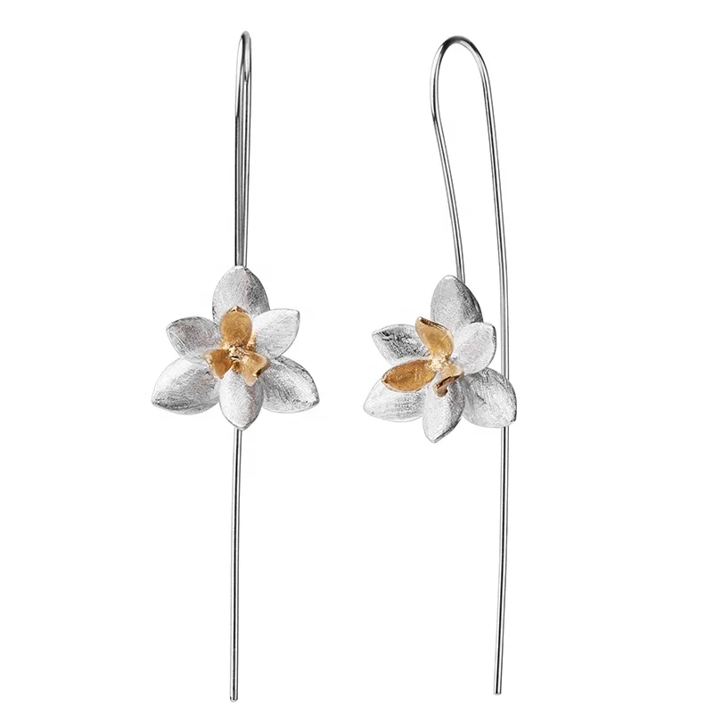 

Wholesale Fashion 925 Sterling Silver Blooming Flower Drop Earring For Girls Christmas Boutique