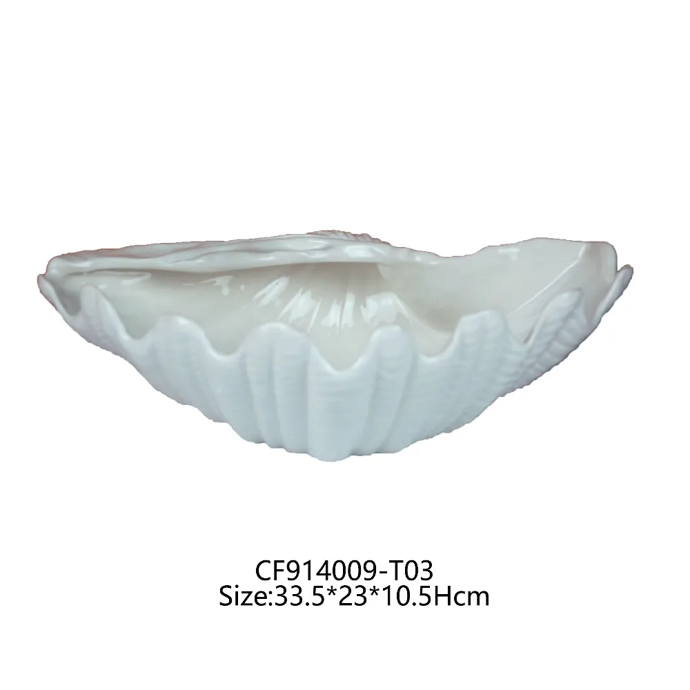 Artificial Creative Shell Shaped Dinnerware Ceramic Plate Decoration details