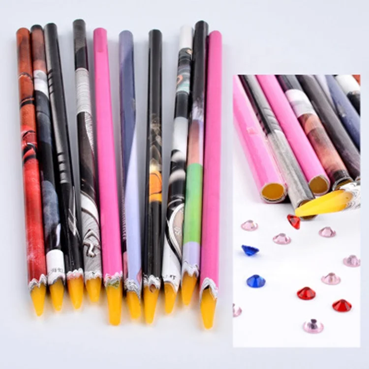 

2019 Fangxia Self-adhesive Rhinestones Gems Drilling Picking Picker Tips Tools Crayon Wax Dotting Pen Pencil, Picture showed