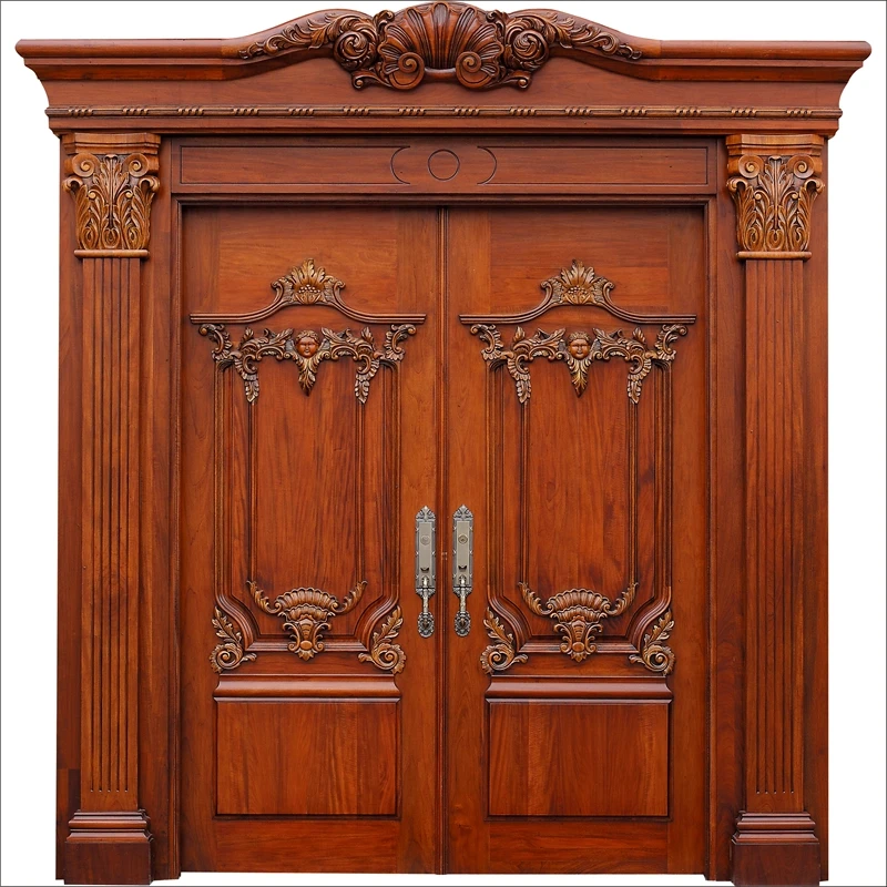 高品质实心木外门别墅,房子入口实木门出售