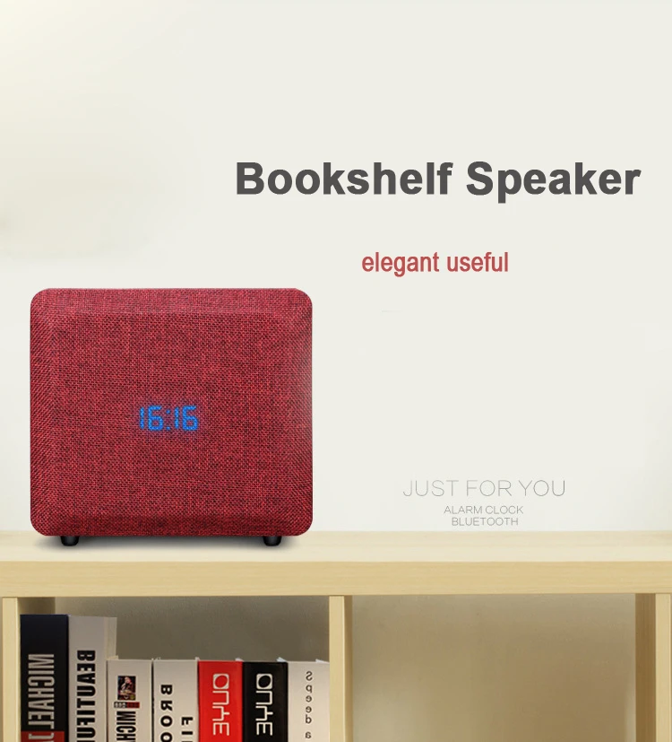 2018 New  Support USB TF Card FM Radio Alarm Clock Handsfree Calling Retro Wooden Bookshelf Bluetooth Speaker