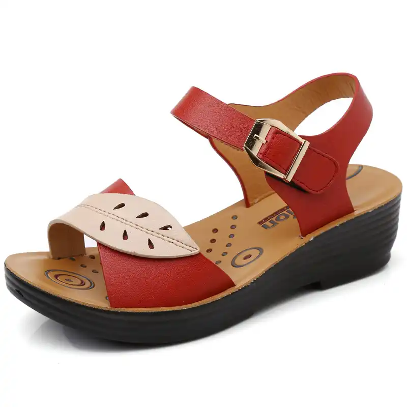 ladies red walking sandals