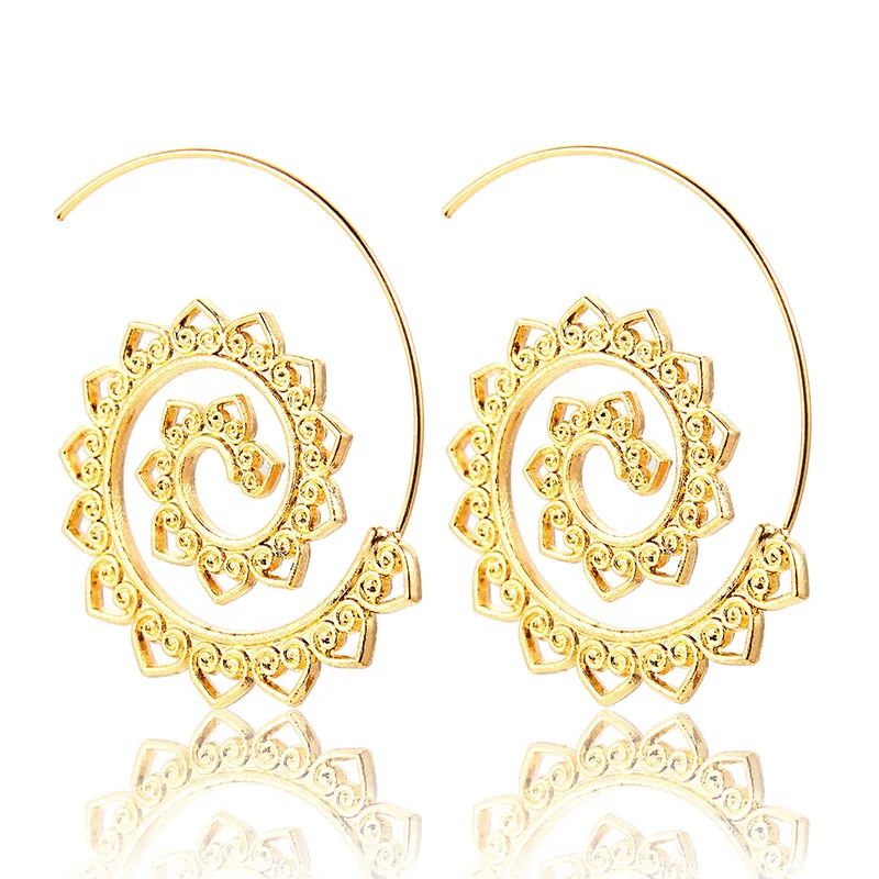 

Fashion new style Earrings For Women Wholesale Gold And Silver Bohemian Design swirl geometric earring, Silver color