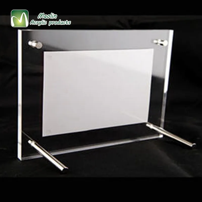 Horizontal Or Vertical Wholesale Clear Slanted Acrylic Photo Frame With Standoff Hardware Buy