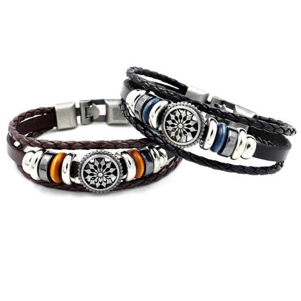 

Classical fashion vintage leather women bracelets, Brown and black