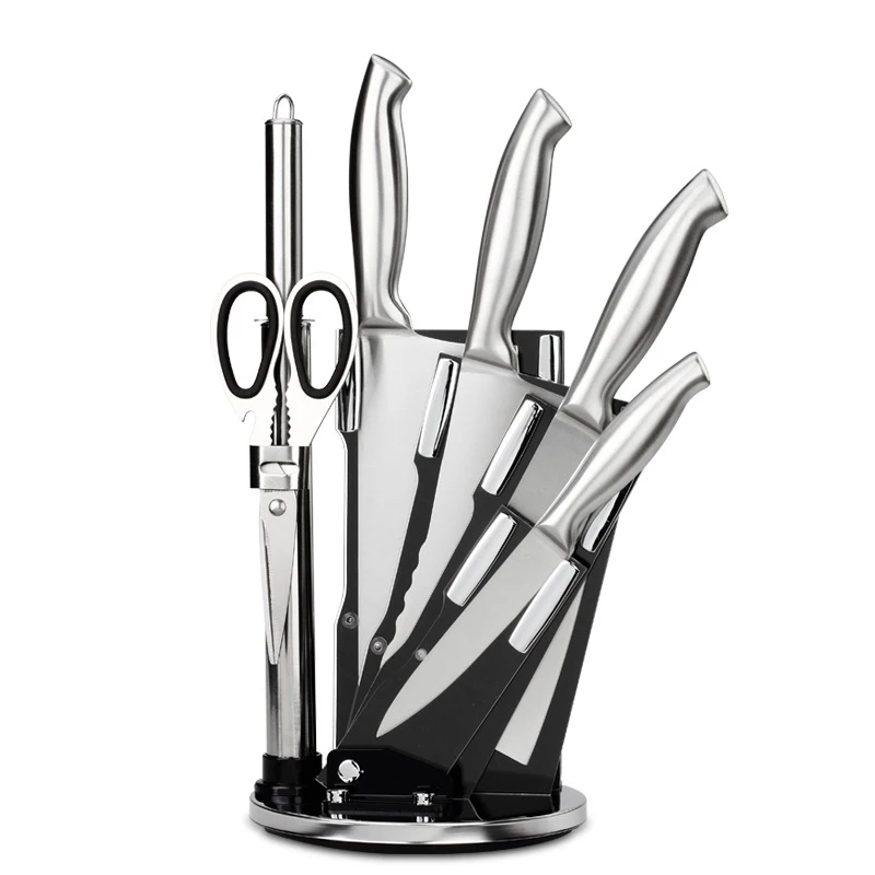 

Full Stainless Steel 7Pcs Kitchen Knife Set Multi-Functional Knives For Meat Vegetable Fruit Cutting With Sharpening Rod, Silver