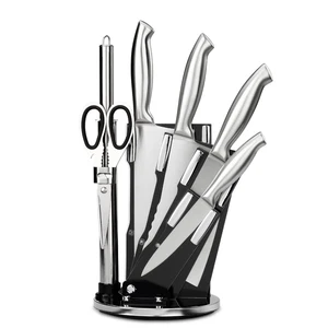 Image of Full Stainless Steel 7Pcs Kitchen Knife Set Multi-Functional Knives For Meat Vegetable Fruit Cutting With Sharpening Rod