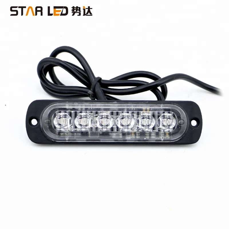 12v 6 LED Emergency Light Amber Red Blue 3 watt Truck Strobe LED Warning strobe Light