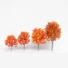 building and train model materials sand table model trees plastic model tree Maple tree with colour 4 heights 8pcs in one box