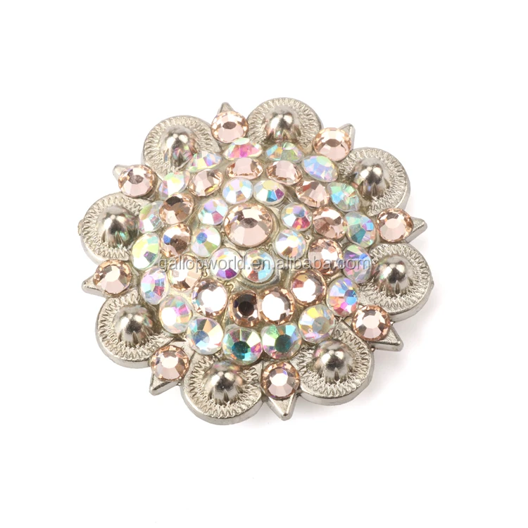 Hot Sale New Design Luxury Bling Crystal Rhinestone Metal Alloy Concho Screw