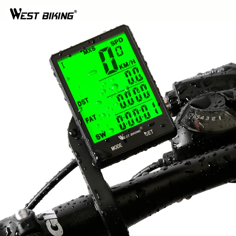 

WEST BIKING 2.8" Large Screen Waterproof Bicycle Computer Rainproof Speed Ometer Wired Exercise Bike Computer, Black