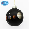 Painted black glass Christmas tree decorations 3 inch ornaments colorful ball with decal pattern